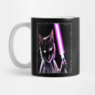 Fun Cat Print ~ AI Art ~ Fantasy Cat ~ Sci-fi Cat ~ Cats with Lightsabers Mug